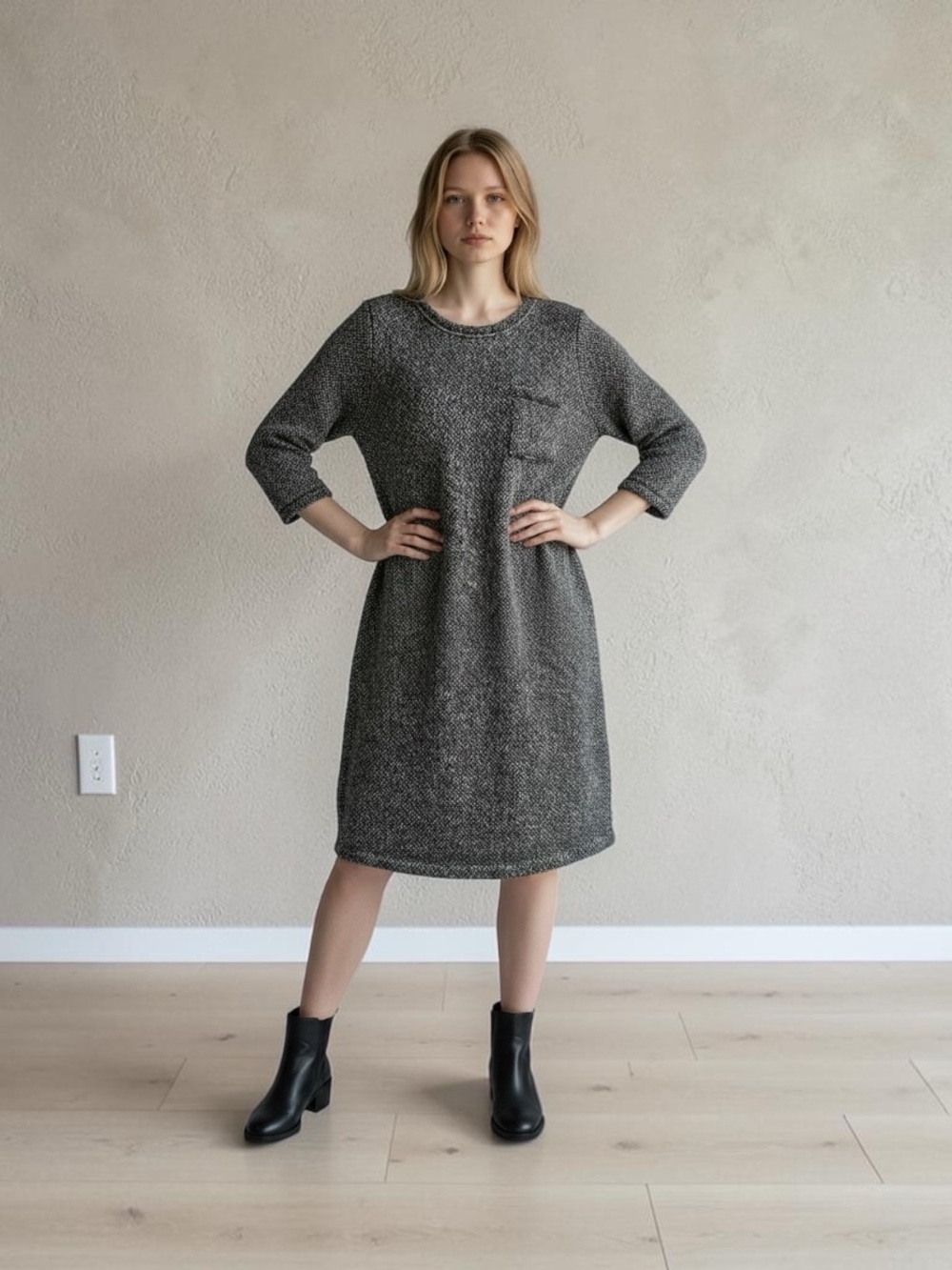 GAP Charcoal Gray Knit Midi Coat Dress